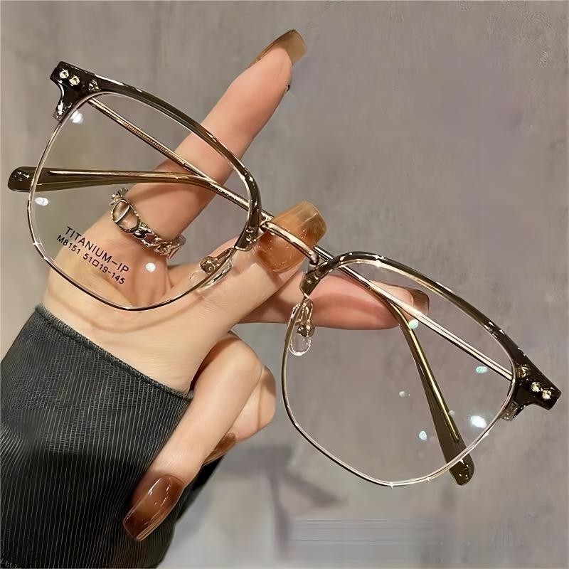 新款眉毛半框防蓝光眼镜高级时尚金属镜框近视成品眼镜框架女