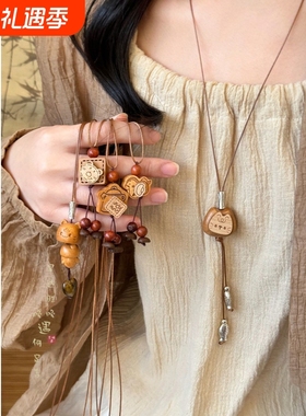 萌宠军团!可爱小马猫咪吊坠项链女配毛线衣的长款毛衣链挂绳配饰