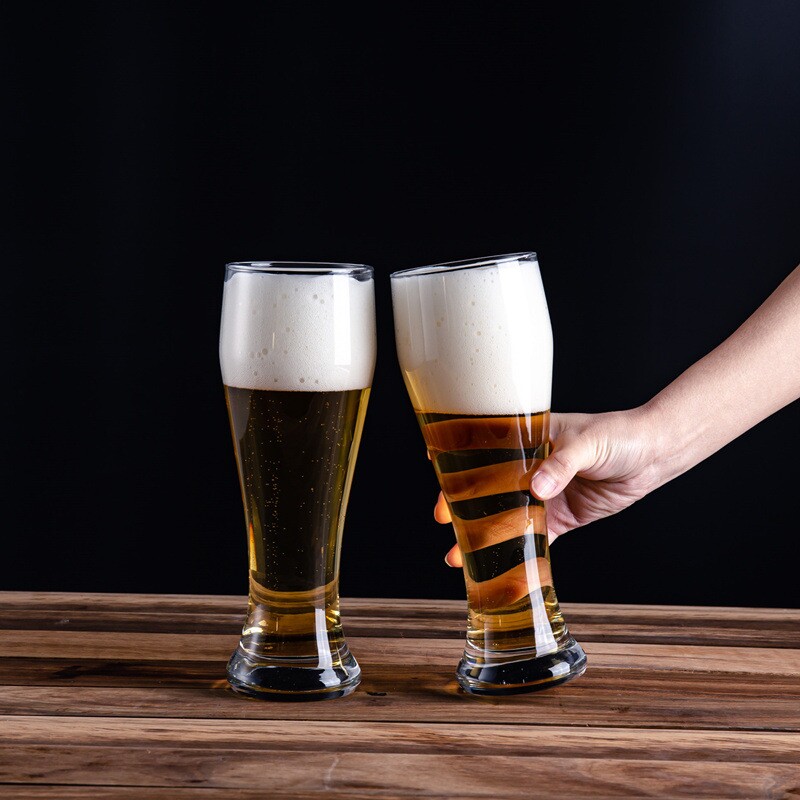 进口玻璃小麦啤酒杯大号500ml扎啤杯耐热冷饮杯收腰果汁杯德啤杯