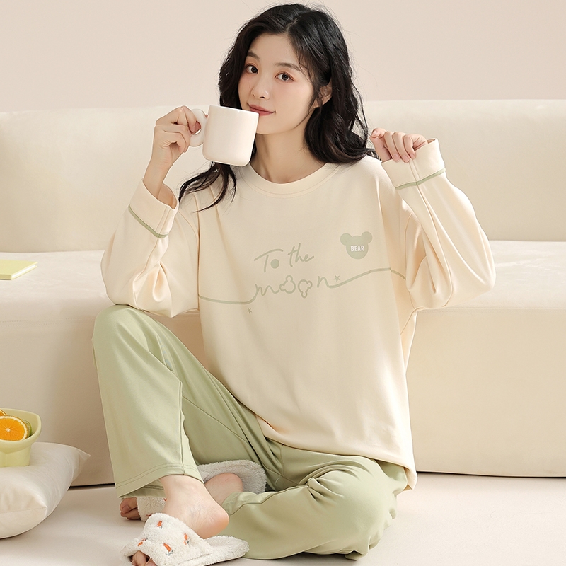 睡衣女款春秋款2025年新款纯棉长袖女士卡通春天家居服可外穿套装