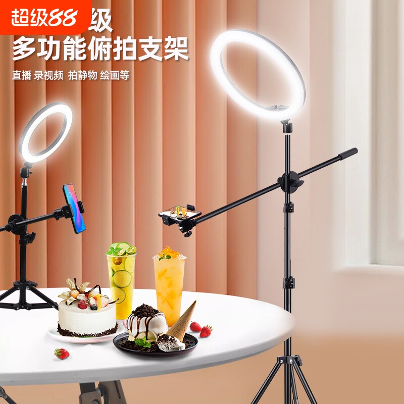 俯拍支架桌面手机画画美食图片