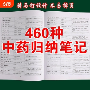 460种中药归纳笔记本速记学习本药性表全A4中医学习者必备记录簿常用功效临床