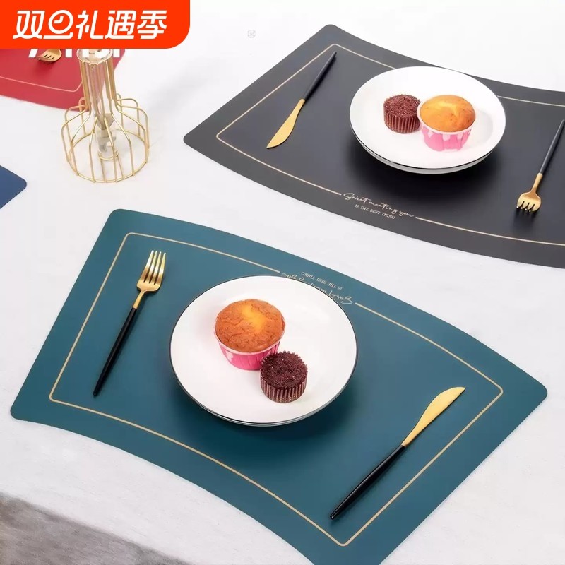 圆桌扇形餐垫隔热垫子餐桌防烫家用防水防油轻奢皮革高级感餐盘垫