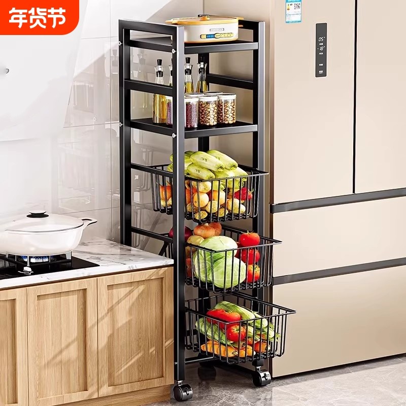 厨房置物架落地多层蔬菜架子家用货架多功能菜篮子推车收纳储物架