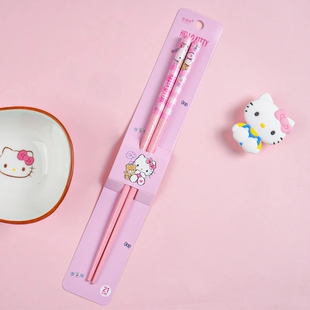 三丽鸥正版可爱卡通少女心光滑天然竹木防滑家用筷子餐具高颜值萌