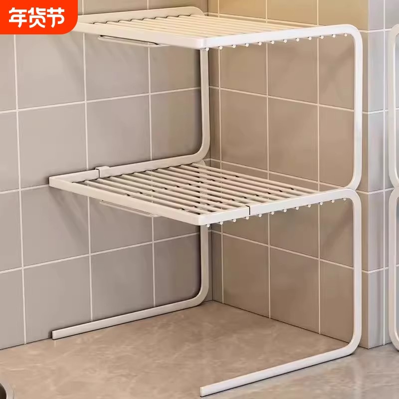 厨房桌面置物架锅具收纳分层隔板架子橱柜内碗碟台面双层衣柜墙角