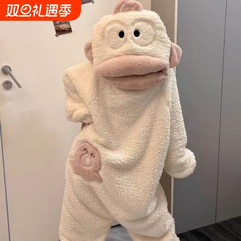 2025新款丑鱼睡衣连体珊瑚绒