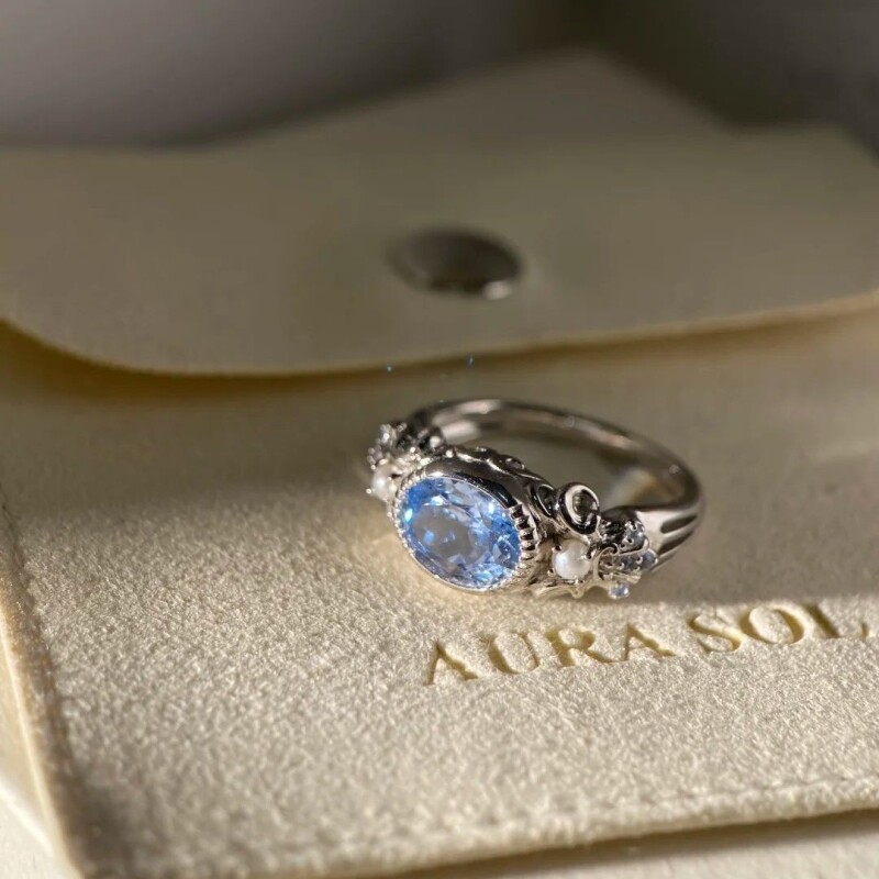 《恋与深空》祈煜海蓝锆石戒指大海神漫周边二次元cos礼物