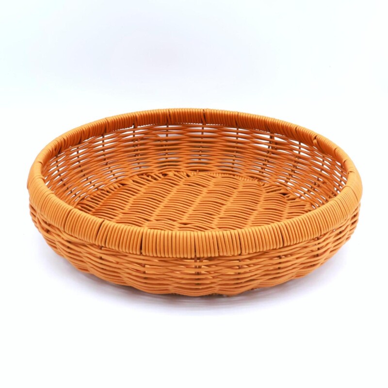 中号仿藤编收纳圆形面包子馒头篮水果家用杂物收纳框簸箕零食筛筐