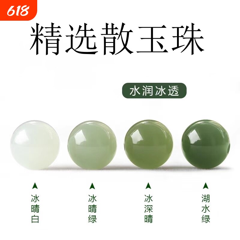 新疆和田玉散珠仿同款绿圆珠子DIY手串饰品手链配件配珠玉珠玉髓