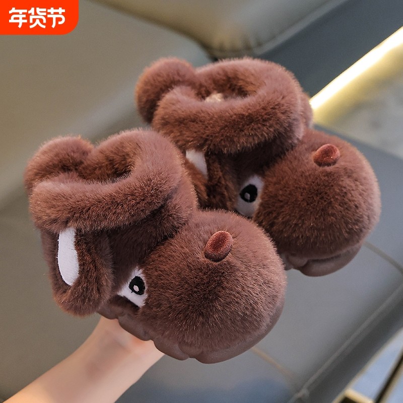 儿童棉拖鞋男童包跟棉鞋冬季卡通可爱防滑室内居家亲子女宝宝拖鞋