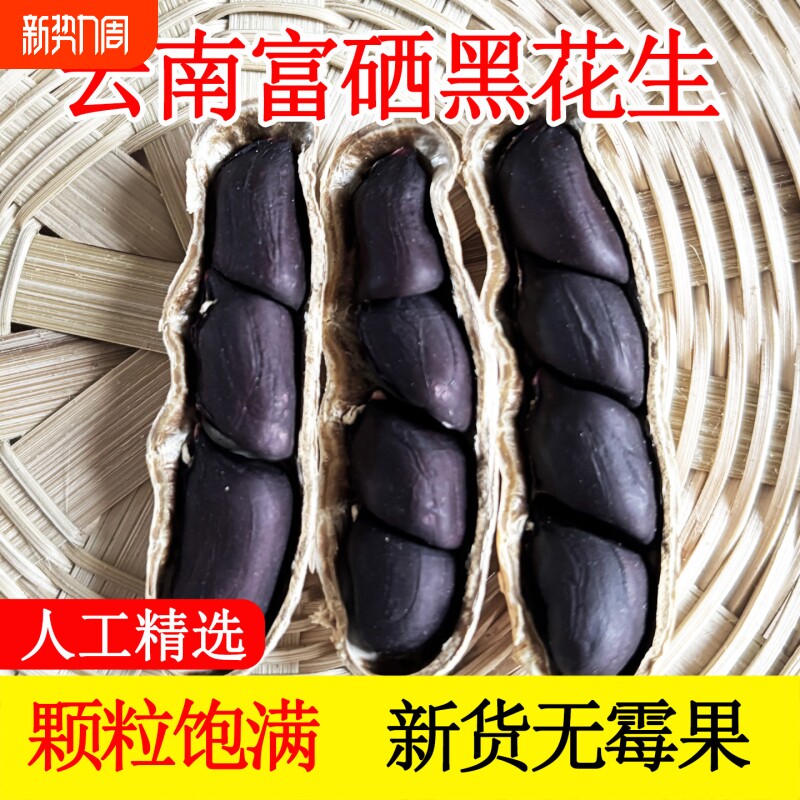 云南黑花生黑皮花生富硒带壳原味甜特产2025健康年货袋装新货晒干