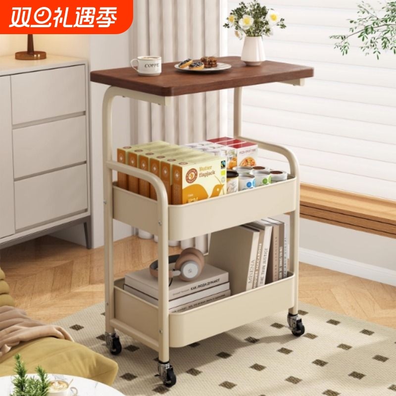 可移动茶几零食小推车奶油风客厅沙发边几边桌迷你床头置物架桌子