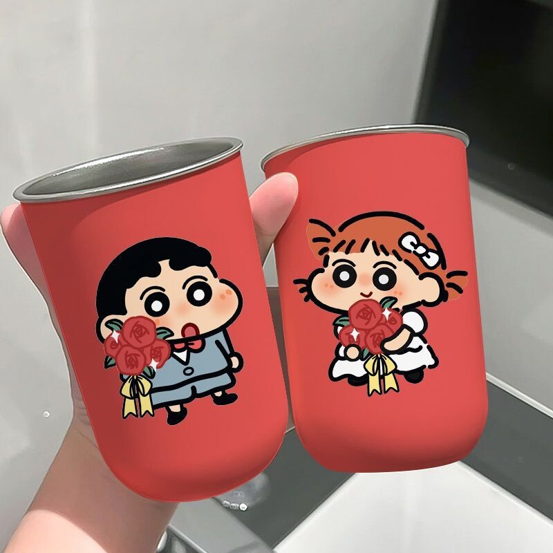 牙杯洗漱杯结婚一对不锈钢情侣漱口杯送新人新婚陪嫁礼物红色牙缸