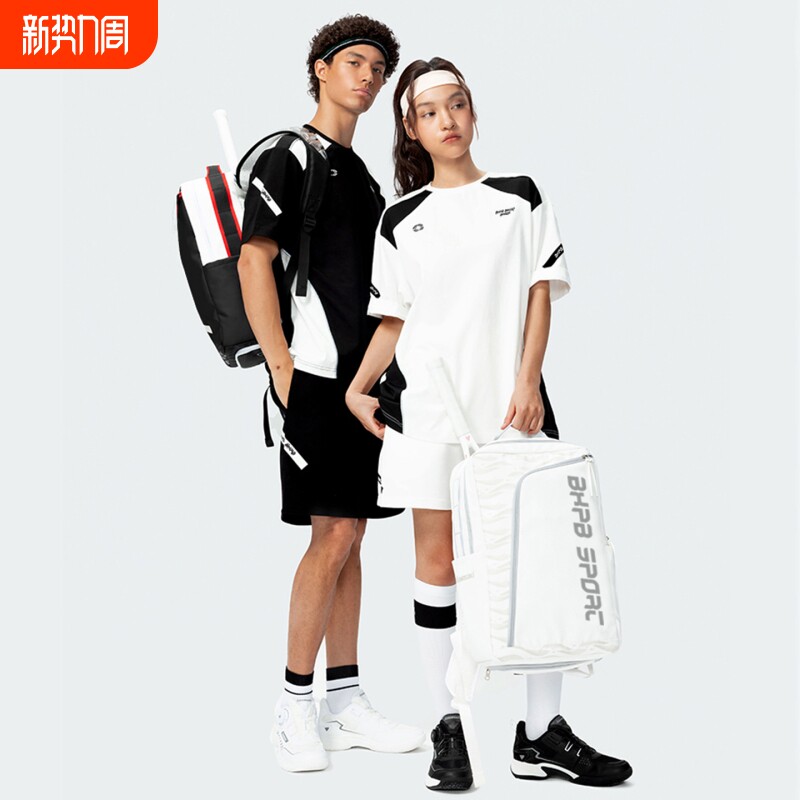 羽毛球服运动休闲男女网球跑步宽松短袖T恤透气短裤套装白色体育