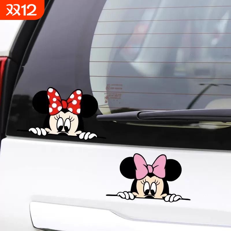 汽车米奇米妮车贴纸划痕遮挡卡通电动车可爱汽车个性创意贴防水