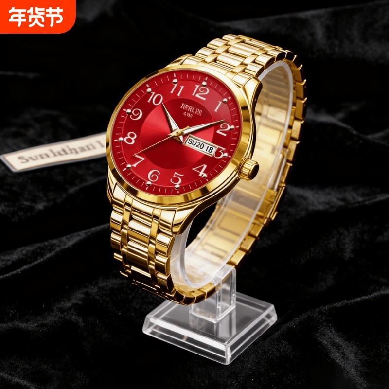 正品瑞士全自动非机械表手表男士学生韩版时尚潮双日历防水表夜光