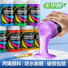 丙烯颜料防水耐晒不掉色墙绘涂鸦专用套装画鞋包DIY手绘袋装大瓶500ml儿童24色白色金色美术生专用工具肌理画