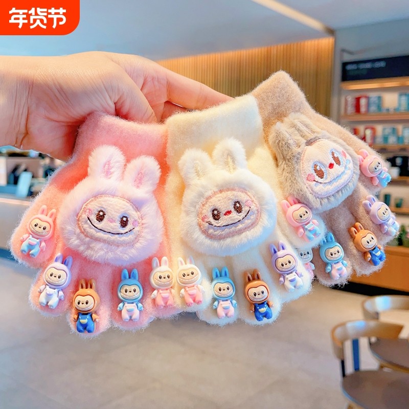 儿童手套新款卡通可爱小女孩五指套冬季男女童防寒保暖宝宝手指套