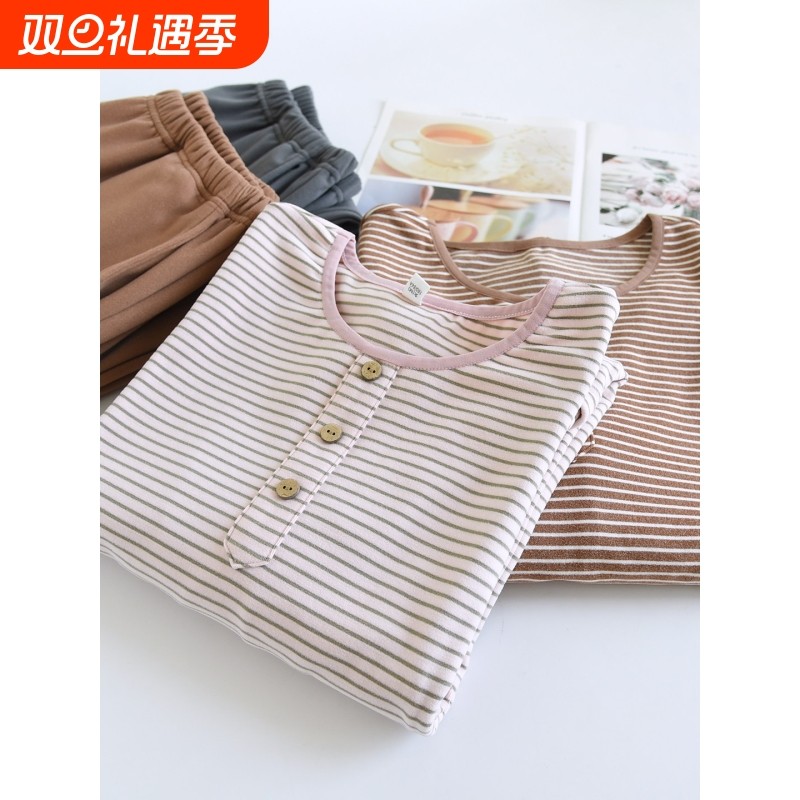 红豆冬天薄绒睡衣女套头德绒长袖套装加厚轻奢风2025新款秋冬季家