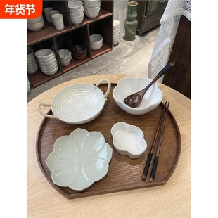 漫生活老板娘亲选 圆形/半月形托盘木托盘ins风餐盘日式木质茶盘