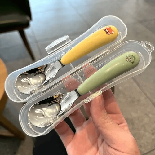 婴幼儿童316L不锈钢元宝勺宝宝勺子婴儿勺子食品级儿童勺子餐具盒