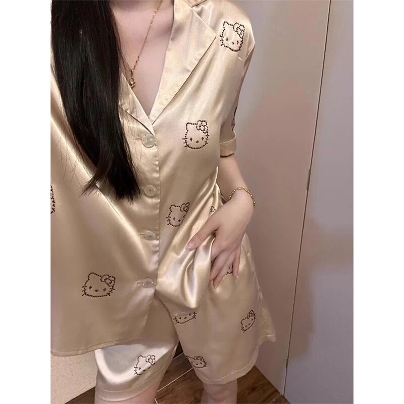 【凉感冰雪丝】睡衣女款夏季短袖图片