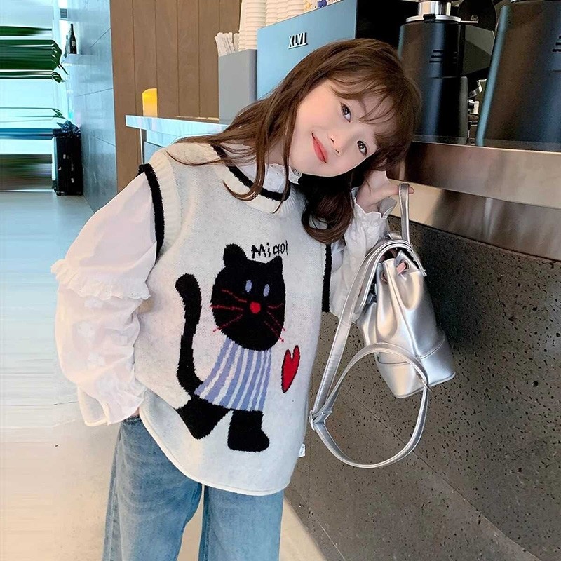 女童针织马甲2025秋装新款儿童洋气韩范毛衣外穿背心中大童上衣潮