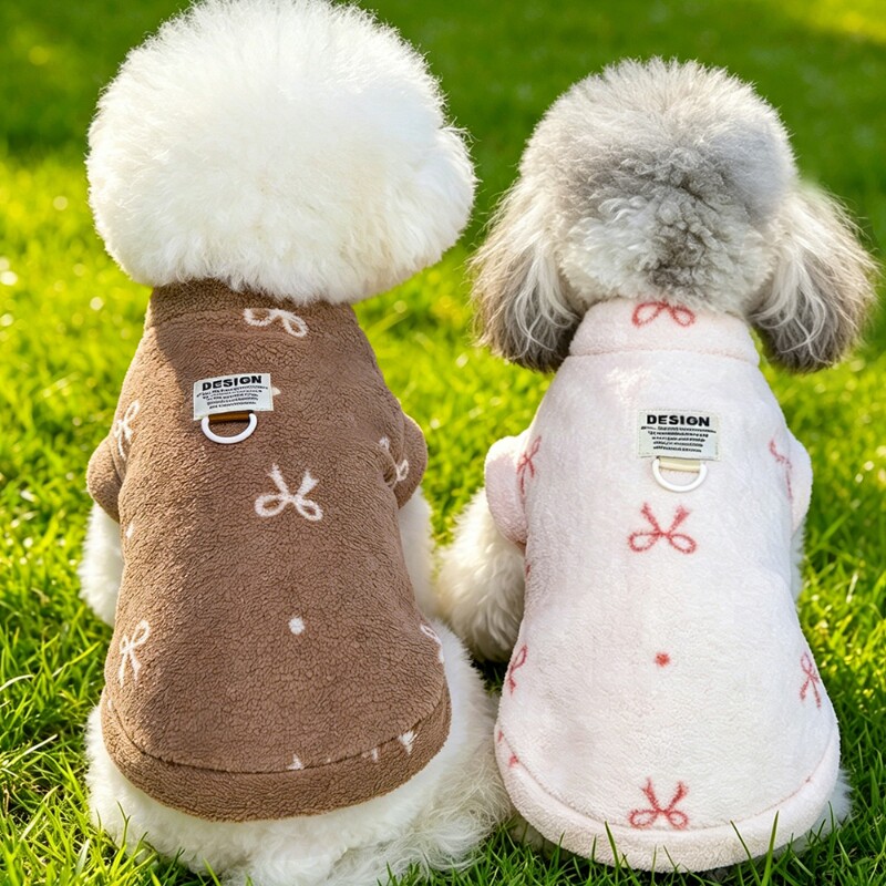 狗狗衣服秋冬新款加厚保暖泰迪比熊博美猫咪小型犬可牵引双蝶绒衣