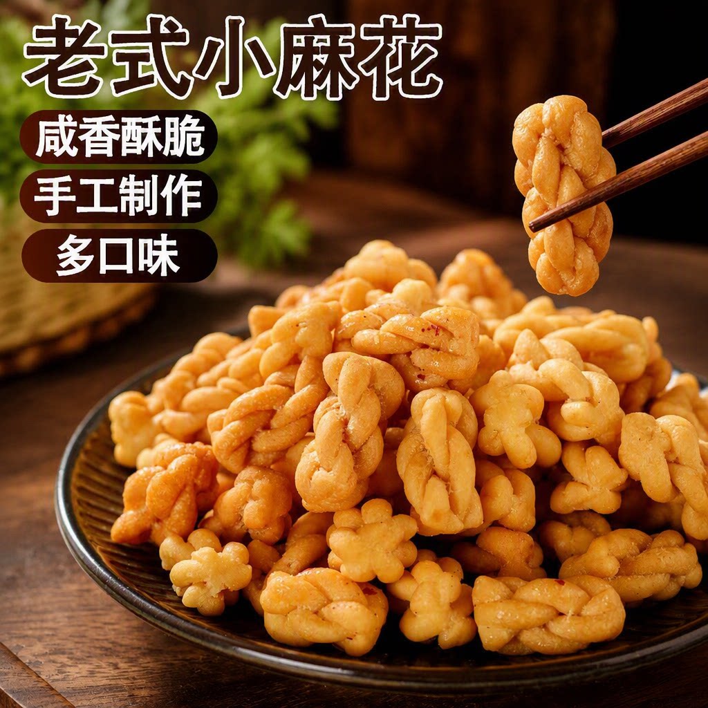 手工香酥小麻花独立包装网红休闲零食糕点心解馋小吃散装整箱批发