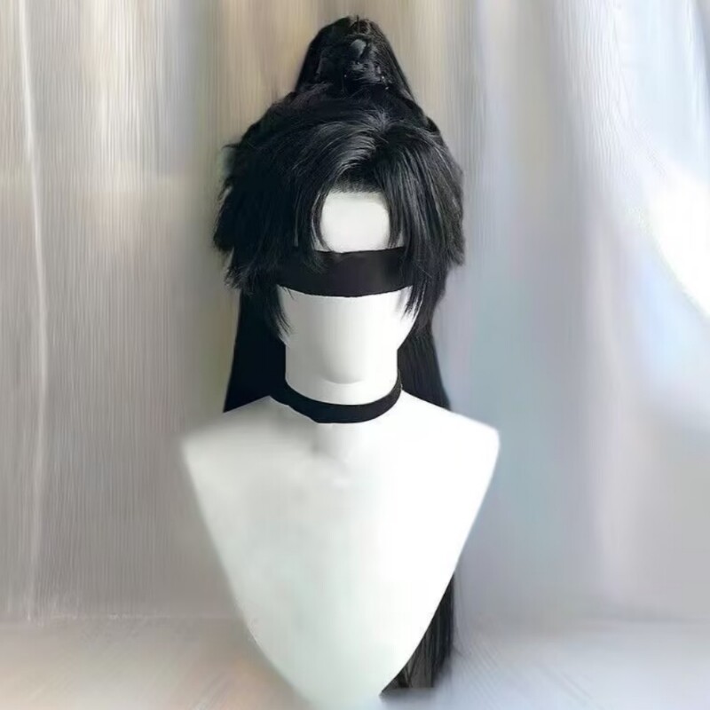 古风汉服假发男长发国风高马尾新中式黑瞎子cos仙侠造型全头套式