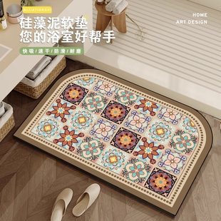 硅藻泥浴室地垫吸水卫生间门口脚垫厕所速干垫子入户门防滑防水