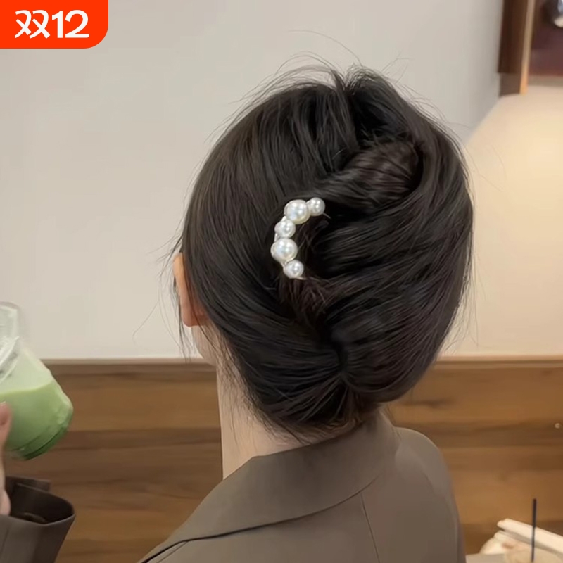 新中式珍珠u型簪发簪日常通勤簪子气质发钗盘发夹神器头饰发饰女