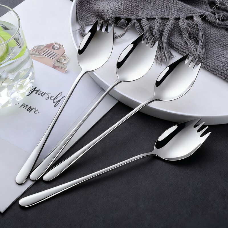 304不锈钢泡面神器叉子宿舍吃方便面一体勺子叉子两用面条沙拉叉