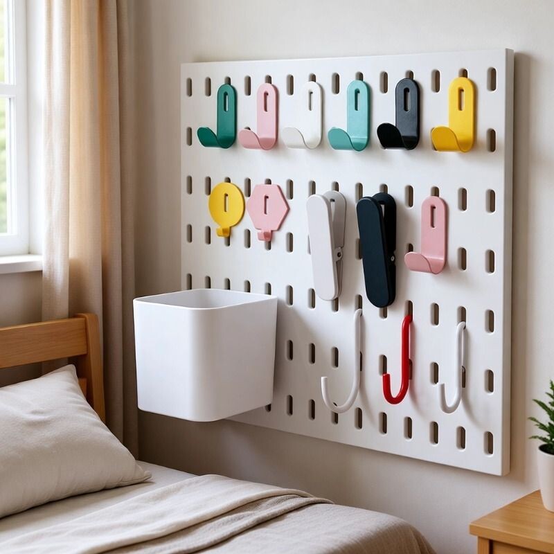 宜家洞洞板配件挂篮置物架免打孔墙上厨房收纳挂板架金属挂钩文具