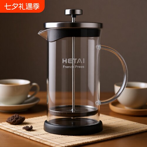法式法压壶咖啡壶手冲过滤杯打奶泡器具茶壶玻璃滤压壶加厚咖啡