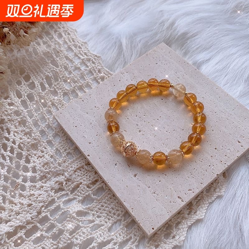 压电人造黄水晶手链女ins风手串女高级感超好看生日礼物