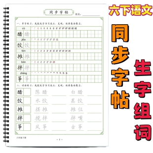 六年级下册课本同步写字表贴小学语文生字同步练习笔顺字贴每日打卡一二三四五六年级上下册组词笔顺字帖D款