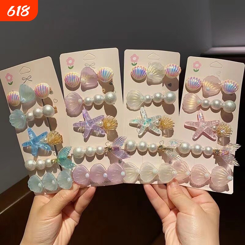 刘海专用小发夹海洋贝壳公主海星发夹少女刘海发饰珍珠发卡头饰