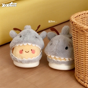 防滑保暖可爱居家棉拖鞋 细细条 毛毛鞋 网红情侣男女冬季 鲨bee新款