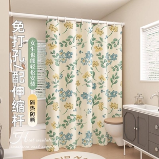 ins新款 隔断帘出租房宿舍遮挡布卧室门帘挂墙帘子 窗帘免打孔安装