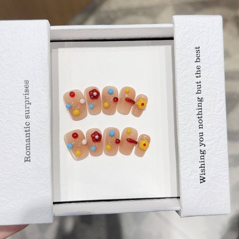 【多巴胺软软花】手工穿戴甲甲片纯手作美甲甲片ins风穿戴甲