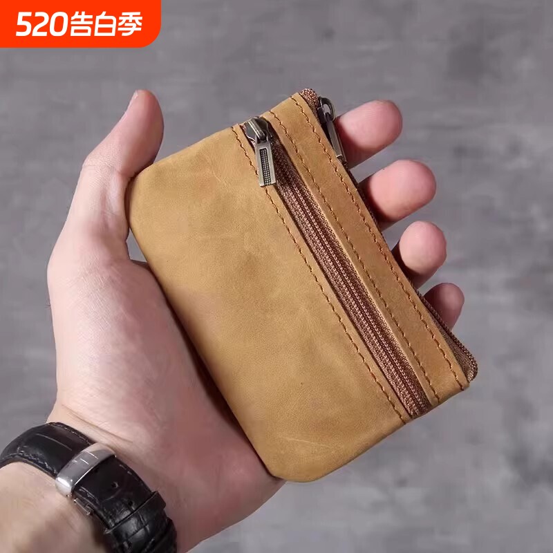 迷你多功能零钱包卡包手工复古男女新款超薄钥匙包硬币证件黑色