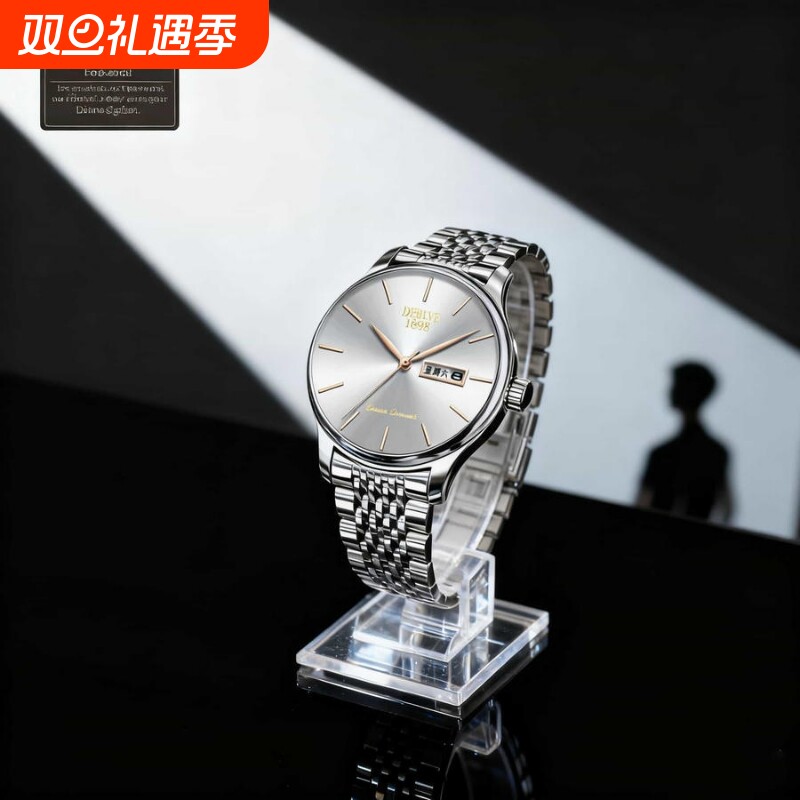 手表男款机械风全自动防水高级感全自动男表数字双日历防水腕表男