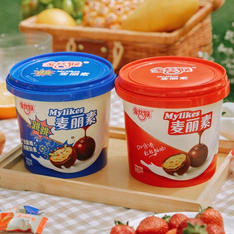 金丝猴麦丽素桶装巧克力豆原味跳跳休闲零食礼盒装（代可可脂）