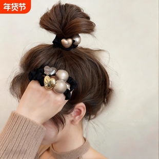 爱心珍珠发圈女2025新款高马尾扎发头绳高弹耐用皮筋气质头圈发绳