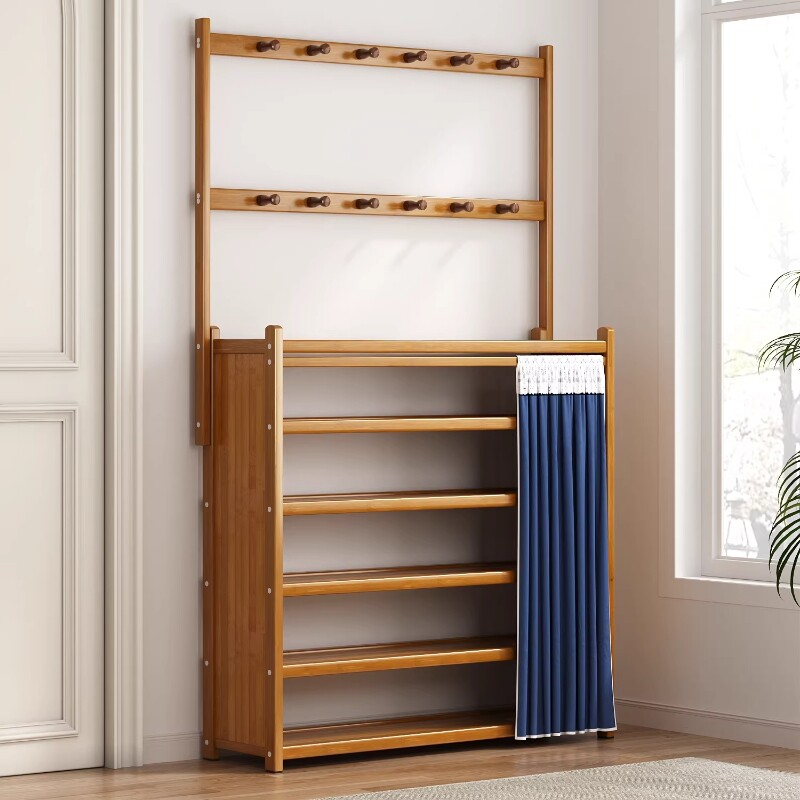 简易鞋架子门口家用多层一体式衣帽架爆款鞋柜收纳神器卧室大容量