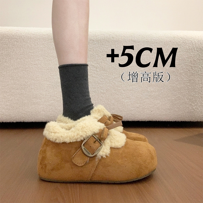 内增高复古勃肯鞋厚底雪地靴女2025秋冬季新款加绒加厚保暖棉鞋子