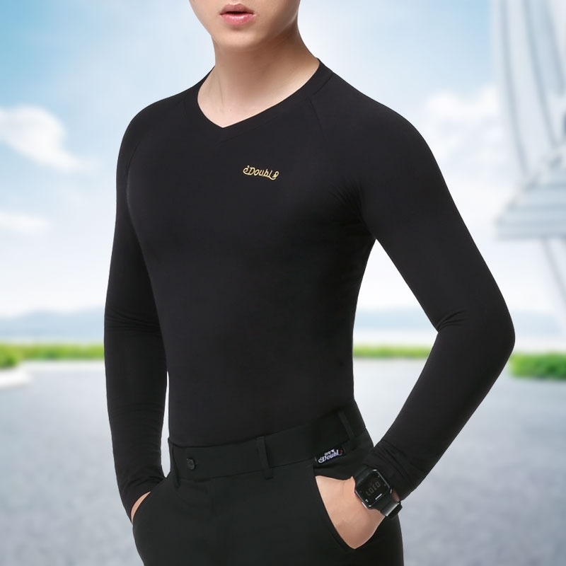 丹宝罗黑色交谊舞上衣长袖男士舞蹈服高级摩登舞拉丁舞服装男跳舞