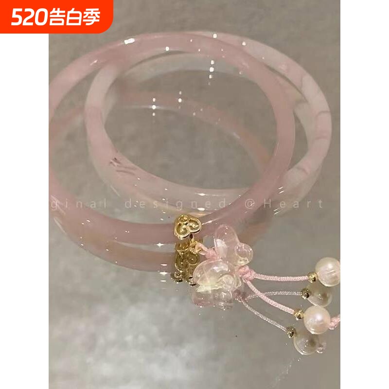 琉璃叮当手镯女新中式汉服手炼闺蜜国风高冰精致清冷感百搭手镯
